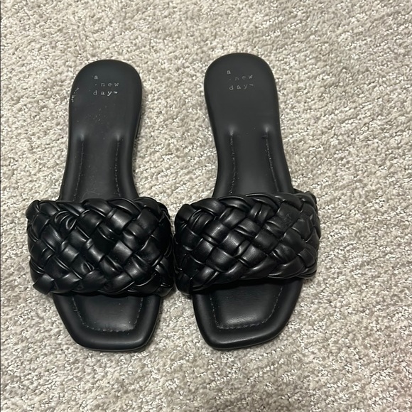 A New Day Black Braided Slide Sandals - Picture 1 of 3